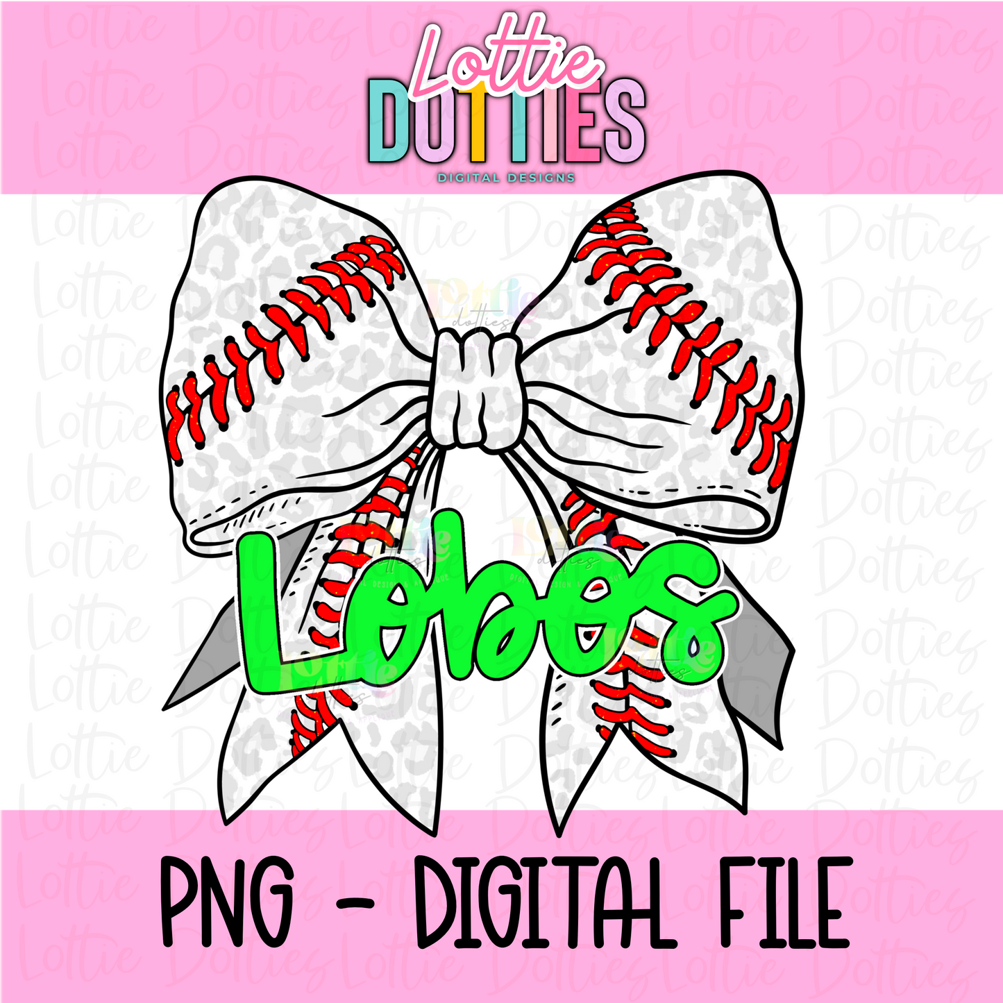 LOBOS - Baseball bow PNG - LOBOS - Sublimation- Digital Download