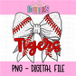 Tigers PNG - Tigers Baseball bow red design - Digital Download