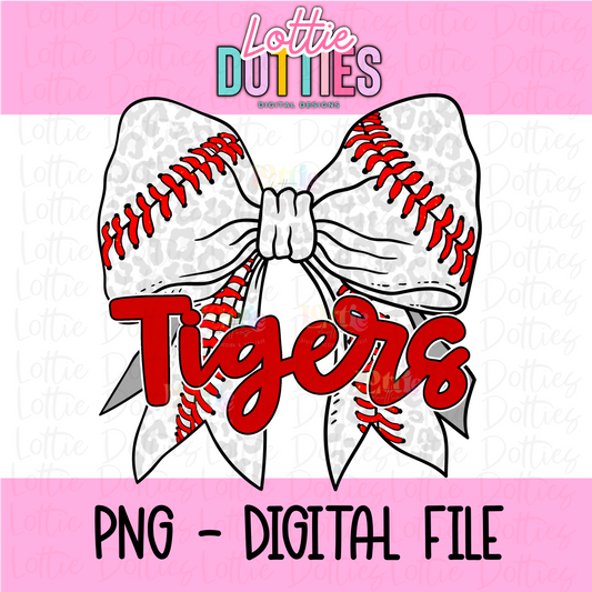 Tigers PNG - Tigers Baseball bow red design - Digital Download
