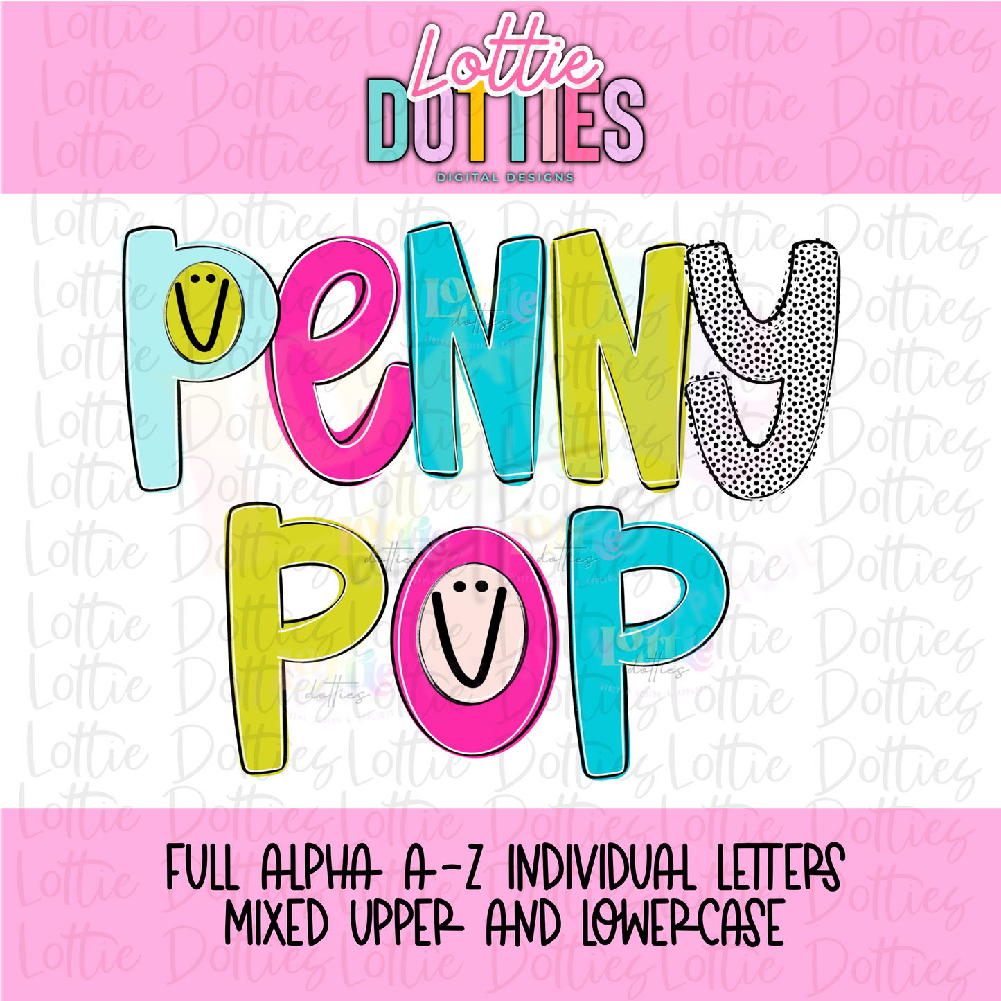 Penny Pop Alpha Set | Colorful Alphabet Clipart | Printable Letters - Digital Download