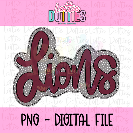 Lions PNG -  lions  sublimation - Digital Download - Maroon and Gray