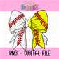 Baseball and Softball PNG - baseball and softball bow design - Digital Download