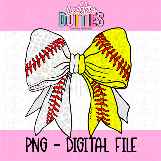 Baseball and Softball PNG - baseball and softball bow design - Digital Download