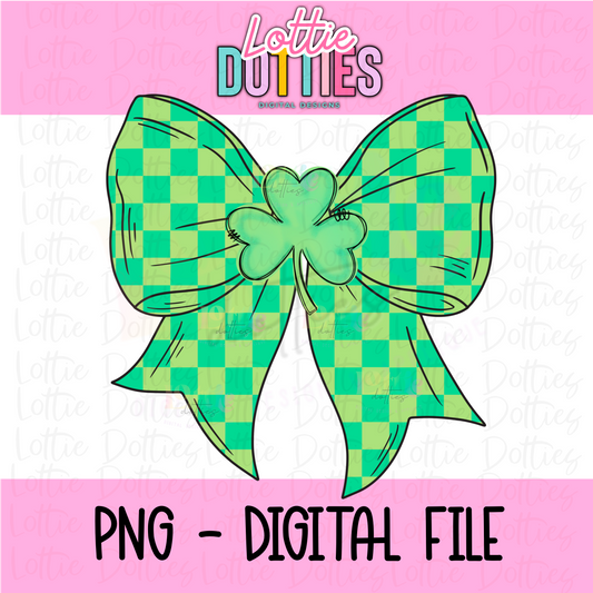St. Patrick’s Checkered Bow - St. Patrick’s Day Checkered Bow PNG - Bow Design Sublimation - Digital Download
