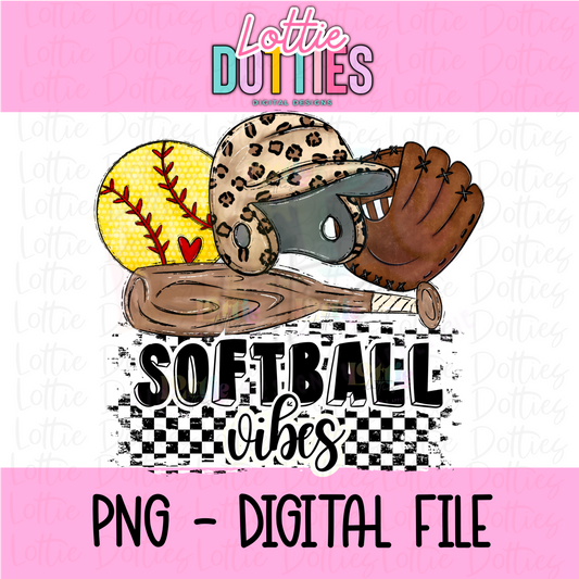 Softball Vibes Png  - Softball Sublimation -  Digital Downloadk