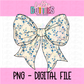 Floral Bow - floral Bow PNG - Bow Design Sublimation - Digital Download