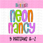 Neon Nancy Alpha Pack -  Alpha Pack - Alphabet Clipart - Instant Download