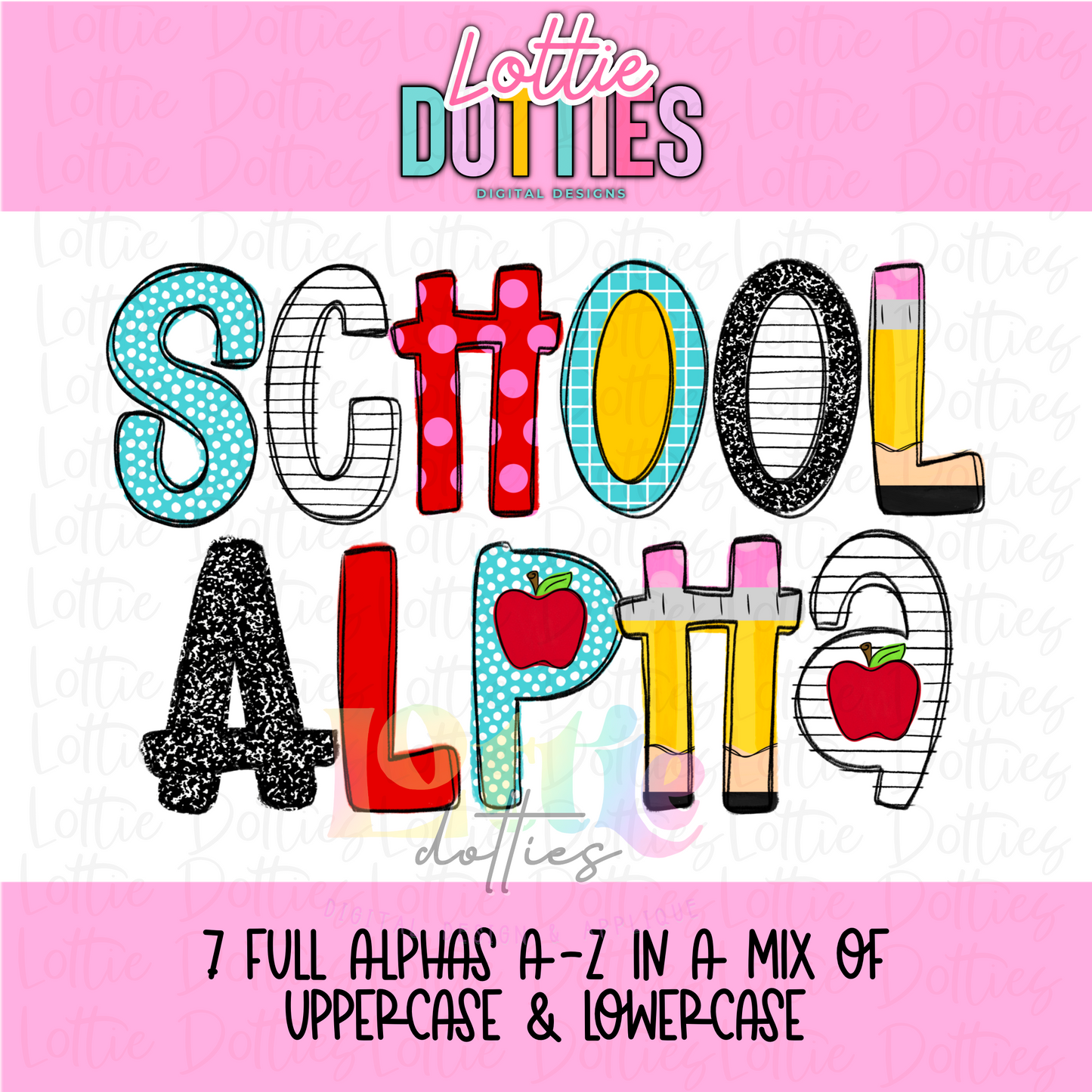 School Time Alpha - Teacher Alpha Pack - School Alphabet Clipart - Instant Download  - Alpha Pack - School Alpha