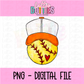 Softball orange PNG - Design Sublimation - Digital Download