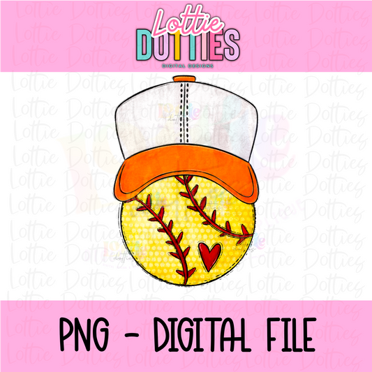 Softball orange PNG - Design Sublimation - Digital Download