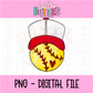 Softball red PNG - Design Sublimation - Digital Download