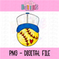 Softball blue PNG - Design Sublimation - Digital Download
