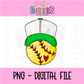 Softball green PNG - Design Sublimation - Digital Download