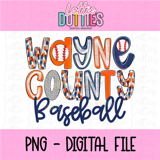 Wayne County Baseball PNG -wayne county Sublimation - Digital Download
