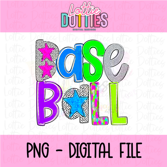 Baseball Png - Baseball Design - Baseball  Sublimation - Neon Baseball Design