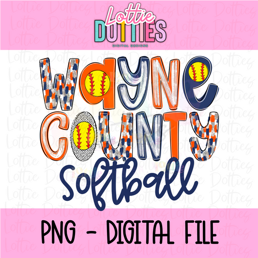 Wayne County Softball PNG -wayne county Sublimation - Digital Download