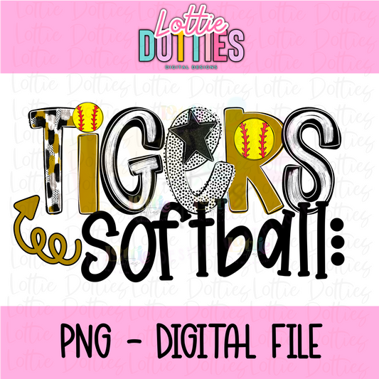 Tigers Softball Png - Tigers Sublimation Design - Digital Download