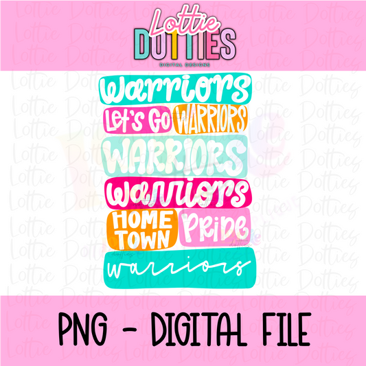 Warriors PNG -warriors Colorful Sublimation - Digital Download - color block