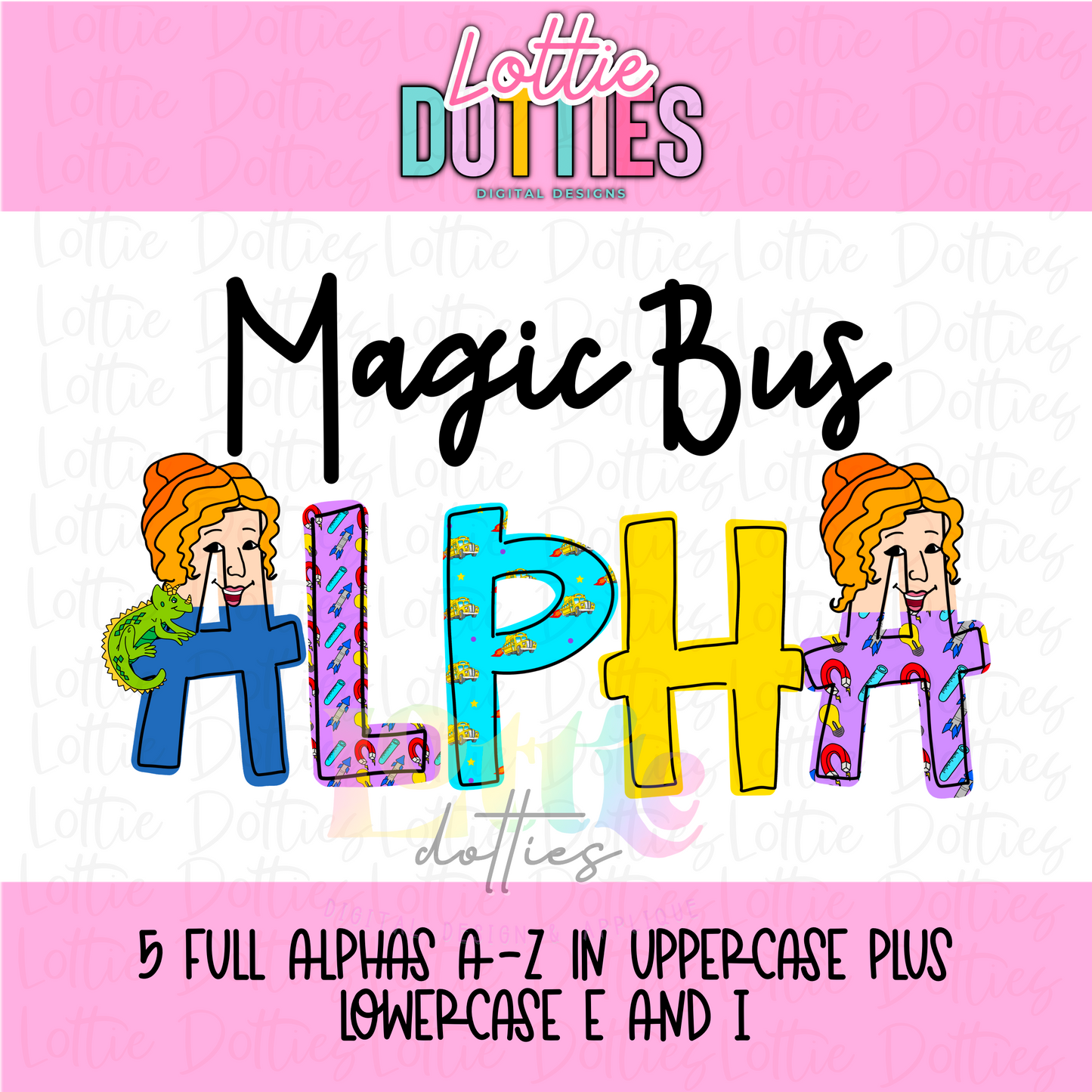 Magic Bus Alpha - School Alpha - Teacher Alpha Pack - School Alphabet Clipart - Instant Download  - Alpha Pack - School Alpha