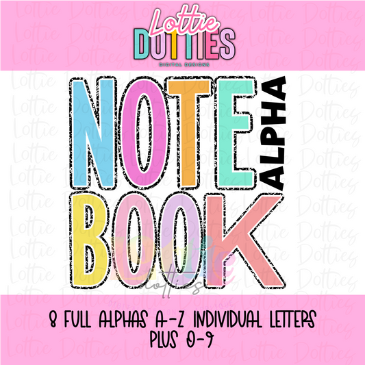 Notebook Alpha - School Alpha - Teacher Alpha Pack - School Alphabet Clipart - Instant Download  - Alpha Pack - School Alpha