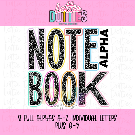 Notebook Alpha - School Alpha - Teacher Alpha Pack - School Alphabet Clipart - Instant Download  - Alpha Pack - School Alpha