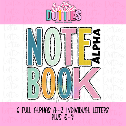 Boho Notebook Alpha - School Alpha - Teacher Alpha Pack - School Alphabet Clipart - Instant Download  - Alpha Pack - School Alpha