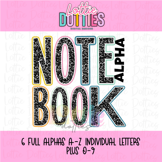 Boho Notebook Alpha - School Alpha - Teacher Alpha Pack - School Alphabet Clipart - Instant Download  - Alpha Pack - School Alpha