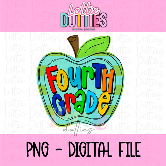 Fourth grade Apple PNG - Apple Sublimation - Digital Design