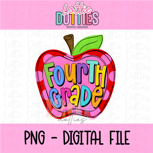 Fourth grade Apple PNG - Apple Sublimation - Digital Design