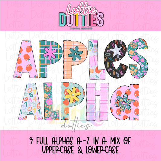 Back to School Faux Applique Alphabet - Alpha Pack - Alphabet Clipart - Instant Download  - Boy Alpha Pack