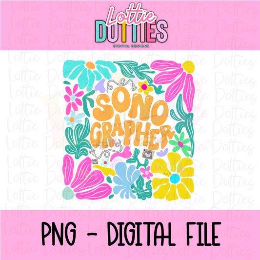 Sonographer PNG  - Digital Download - floral radiology Design - Ultrasound Tech