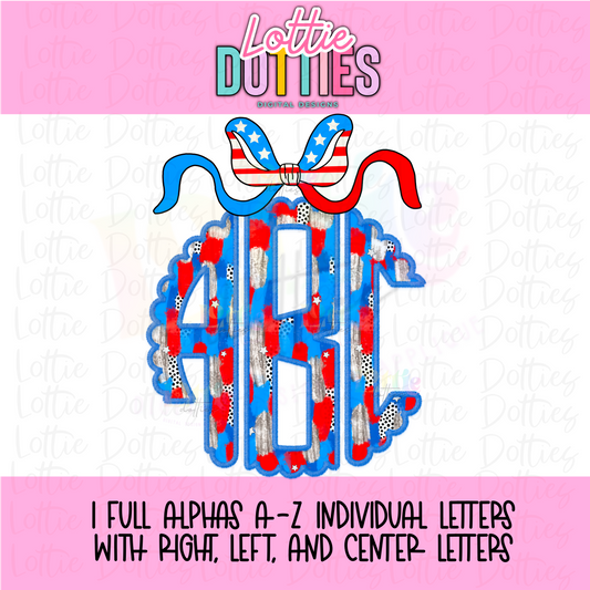 Patriotic Poppy Monogram Alphabet - Alpha Pack - Alphabet Clipart - Instant Download - Patriotic