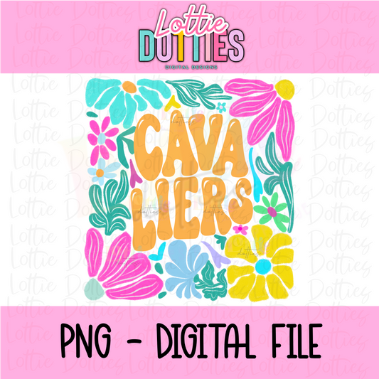 Cavaliers PNG -   Cavaliers floral mascot design - Digital Download