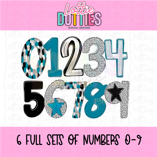 Poppy Numbers Alpha Png - Paint Splash Alpha Pack - Digital Download - Teal and Black
