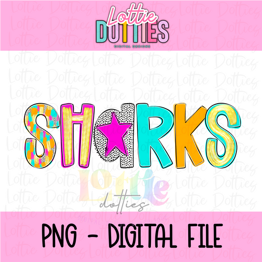Sharks PNG - Sublimation Design - Digital Design - poppy mascot