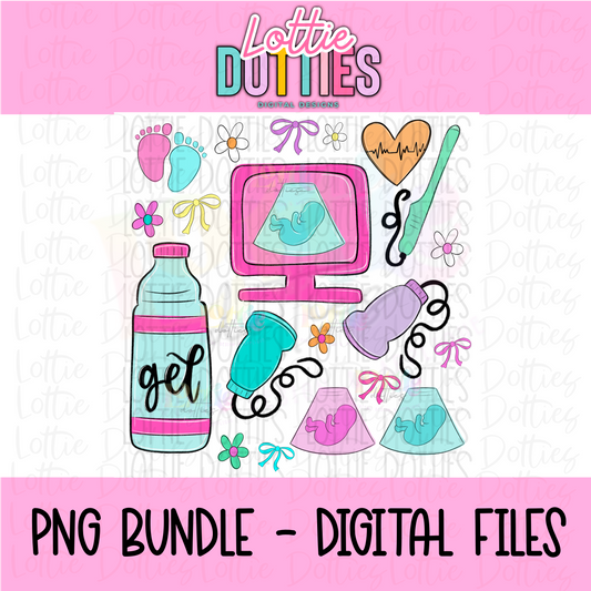 Sonography Clipart - Clipart Pack - Occupation Designs - Sonography - Ultrasound - Digital Download - PNG Files - Ultrasound Designs