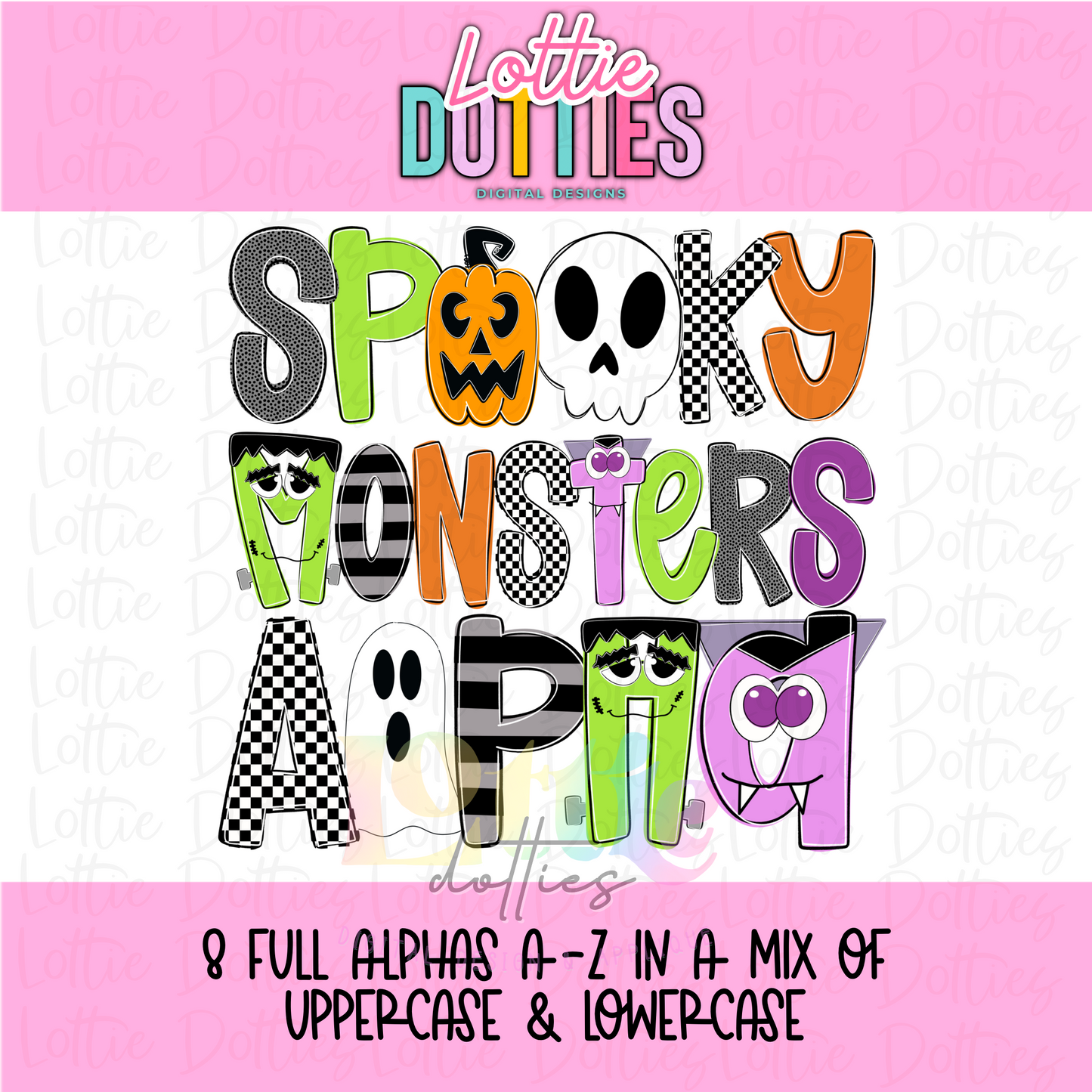 Halloween Alphabet - Monsters Alpha Pack - Alphabet Clipart - Instant Download  - Spooky Cute Alpha Pack