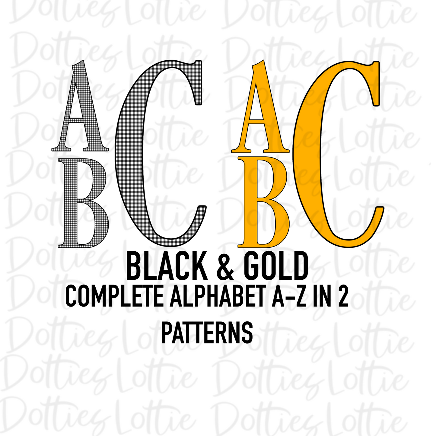 Black and Gold Stacked Monogram Alpha Pack - PNG - Digital Download (Copy)