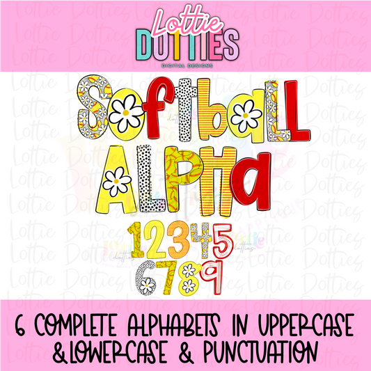 Softball Alphabet - Alpha Pack - Softball letters - Softball Numbers - Instant Download  - Alpha Pack