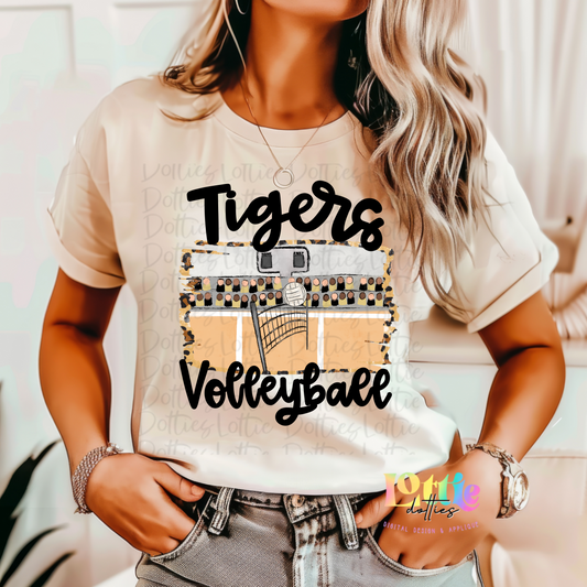 Tigers Volleyball Court PNG - Mascot Designs - Digital Download - Black