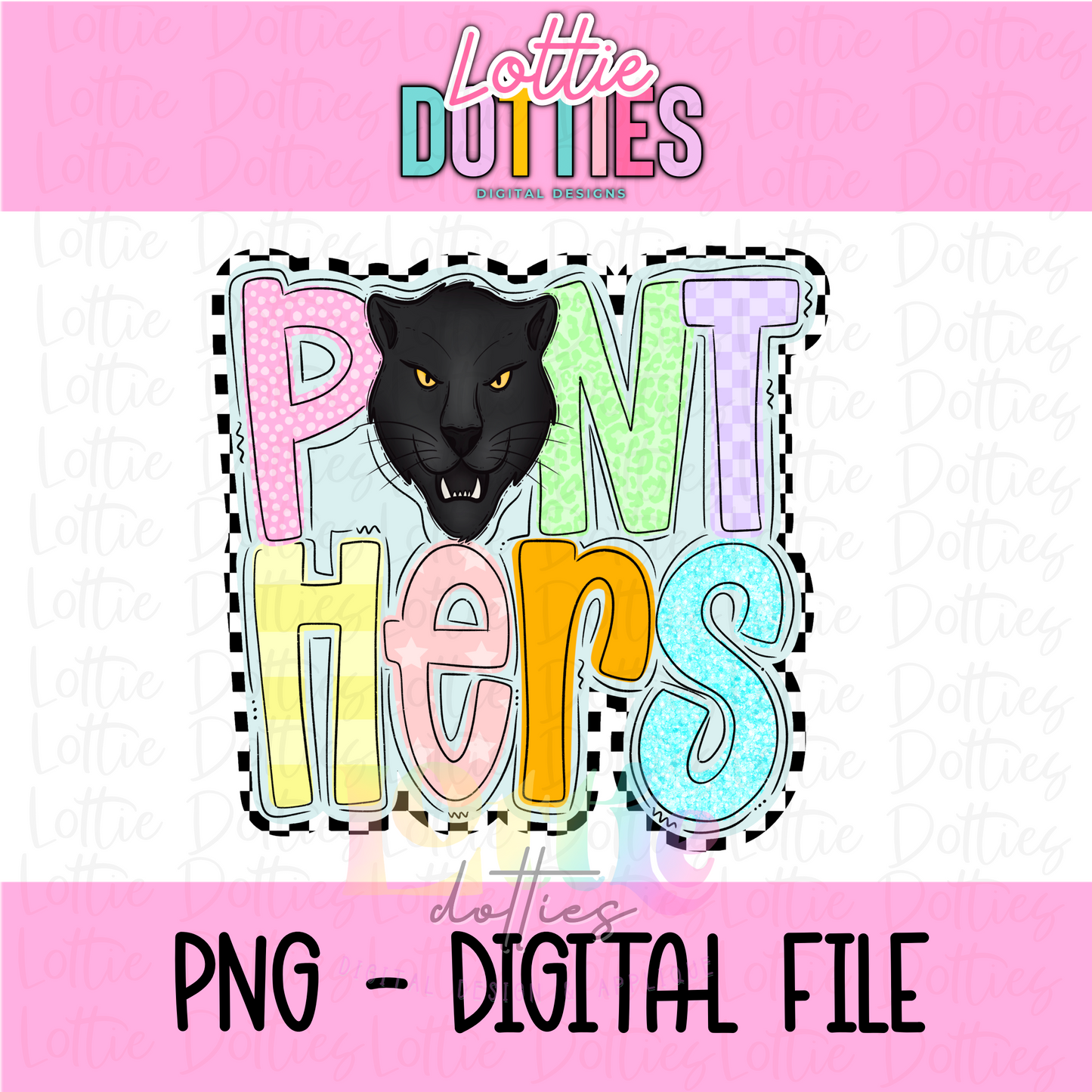 Panthers Poppy Png - Panthers Sublimation Design -  Digital Download - Pastel Checkered