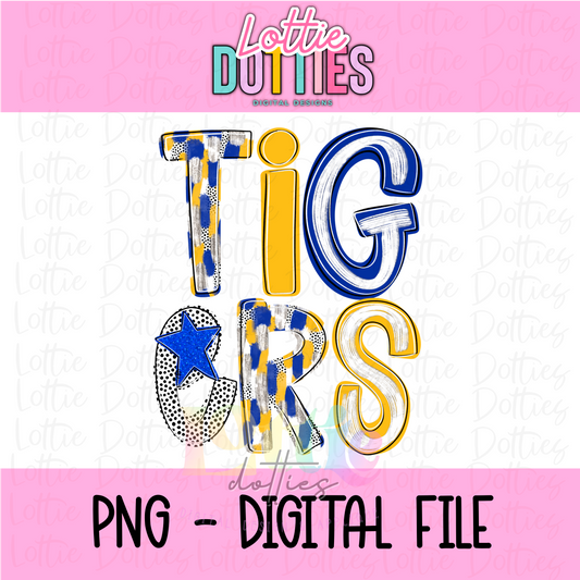 Tigers Poppy  PNG - Tigers sublimation design - Digital Download - Royal and Gold
