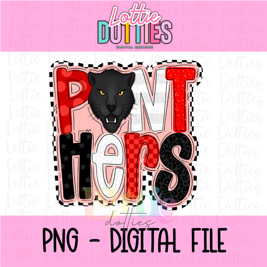 Panthers Checker  PNG - Panthers Sublimation  - Digital Download - Red and Black