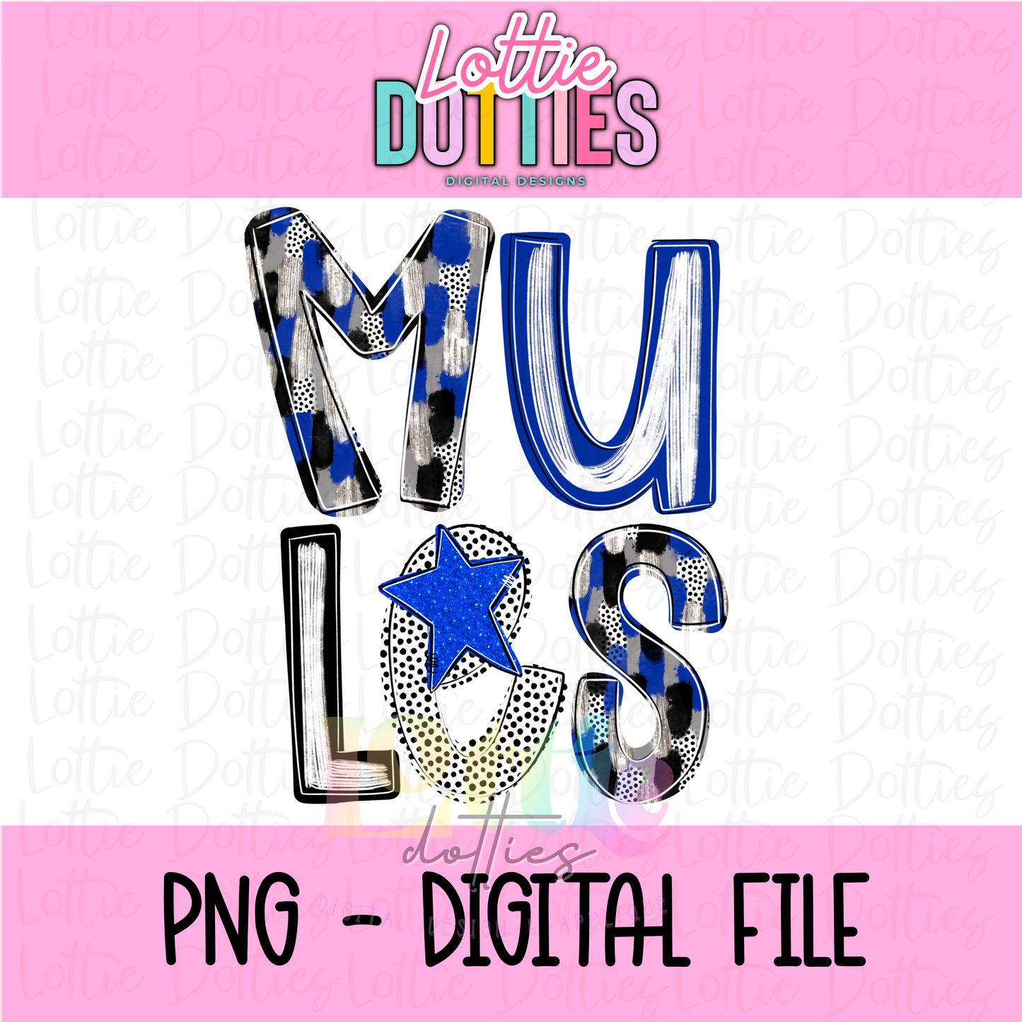Mules PNG - Mules sublimation design - Digital Download - Royal and Black