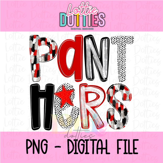 Panthers Poppy PNG - Panthers Sublimation  - Digital Download - Red and Black