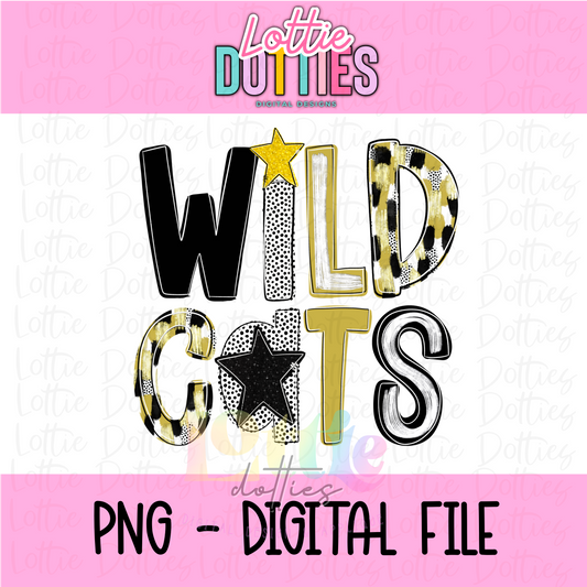 Wildcats Poppy  Png - Wildcats  Sublimation Design - Digital Download - Black and Gold