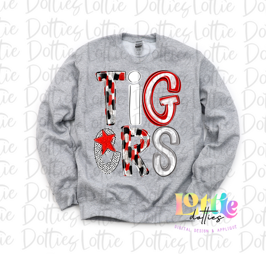 Tigers Poppy  PNG - Tigers sublimation design - Digital Download - Black and Red Silver foil