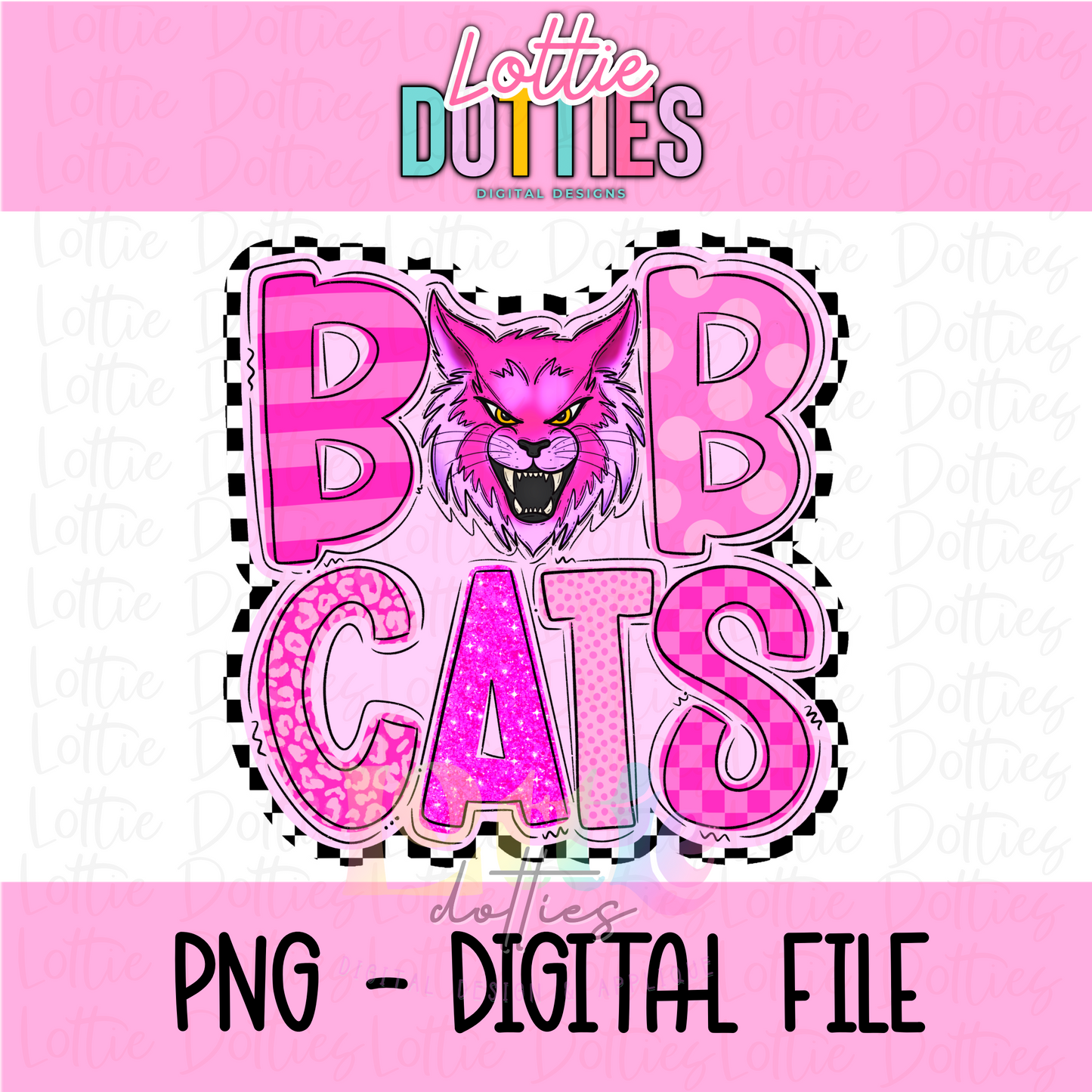 Bobcats Mascot PNG - Poppy Mascot Designs - Digital Download - Pink Poppy