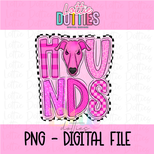 Hounds Mascot PNG - Hounds Mascot Designs - Digital Download - Pink Checker Poppy