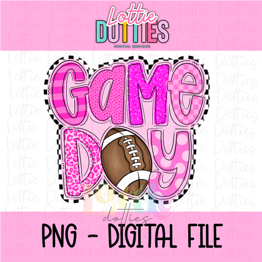 Game Day PNG -Game Day Poppy Sublimation- Digital Download - Pink Checker Poppy)